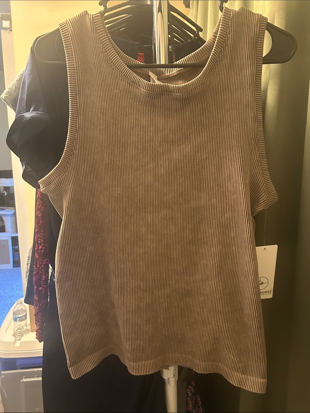 90 Degree By Reflex Ribbed Tank Top in Taupe